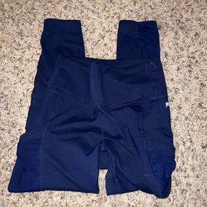 Navy blue powerhold Fabletics mesh on the go high ride cropped leggings